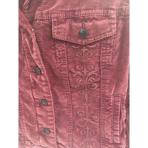 Silver Jeans Women’s Burgundy Medium Button Front Western Shirt - Picture 2 of 7